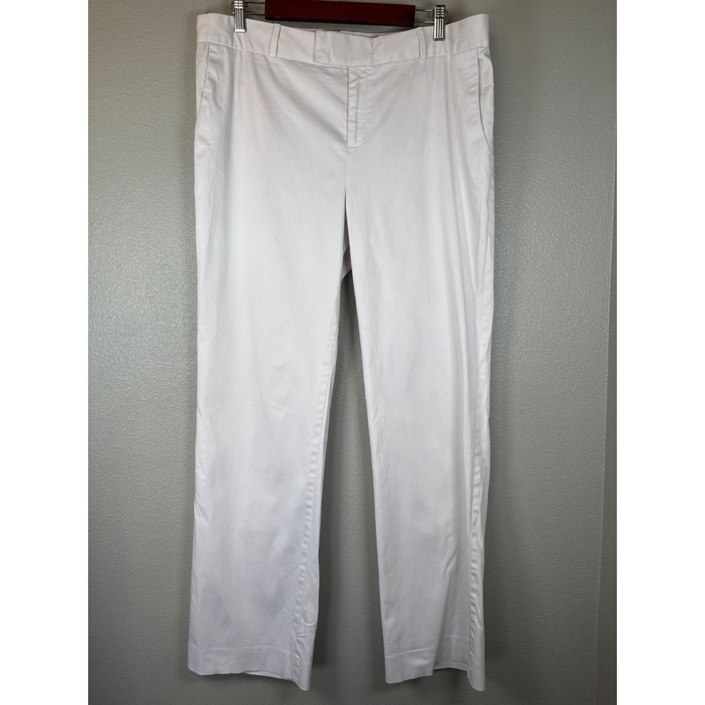 Banana Republic Martin Fit White Straight Leg Dress Pants Womens‎ Size 14 Cotton